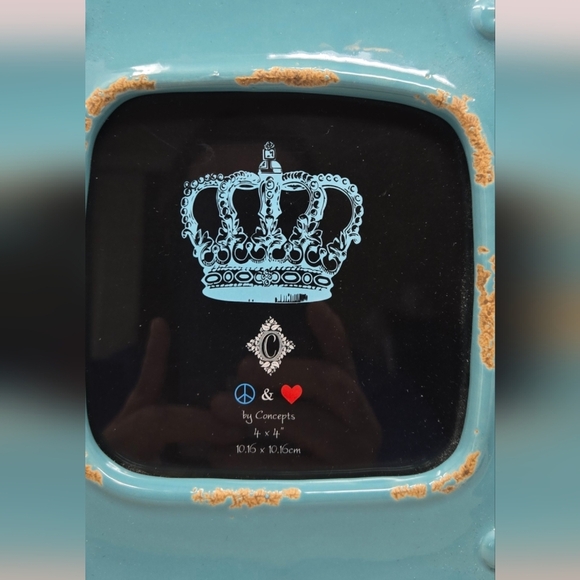 Concepts In Time Turquoise Distressed Ceramic Picture Frame 4x4 Farmhouse Rustic - Picture 4 of 12